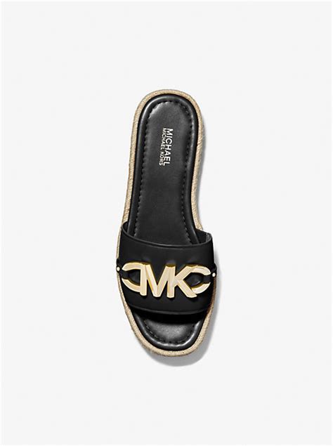 Izzy Logo Embellished Leather Slide Sandal 